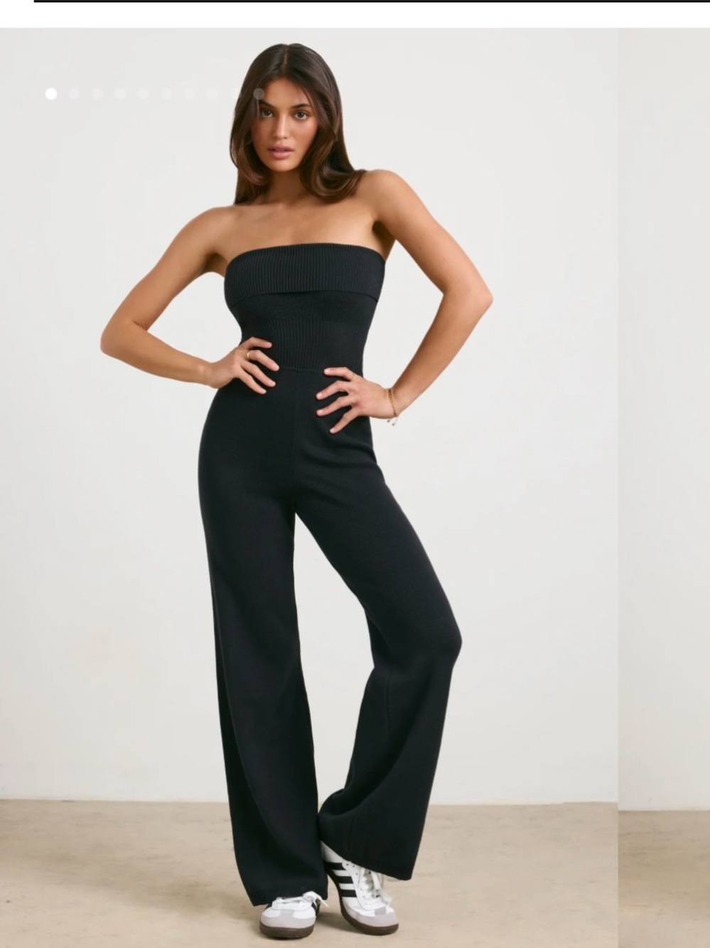 BO + TEE Chunky Knit Bandeau Kick Flare Jumpsuit Black Size Xs #382